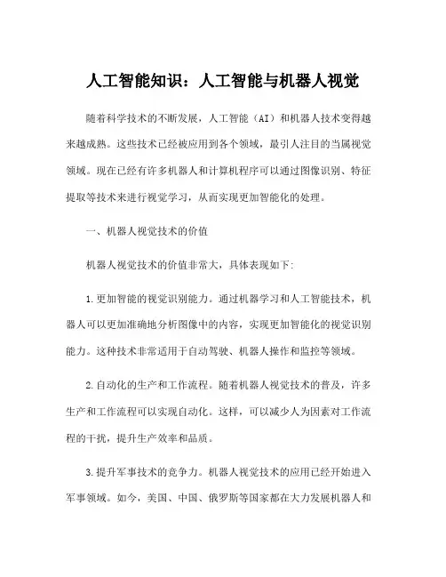 人工智能知识：人工智能与机器人视觉