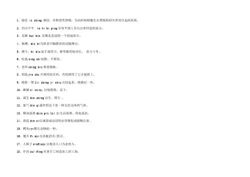 初中汉字听写大赛词语表