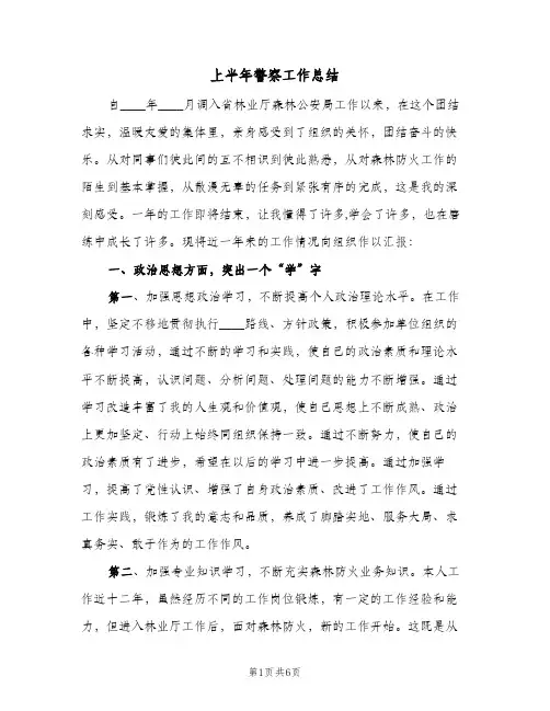 上半年警察工作总结(二篇)