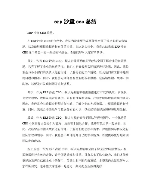 erp沙盘ceo总结