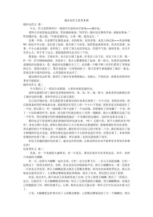 缝沙包作文优秀9篇