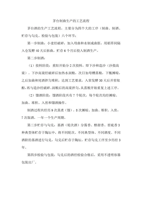 茅台制曲生产的工艺流程