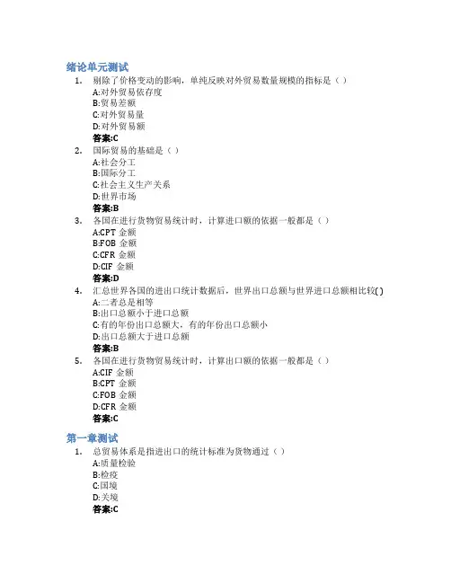 国际贸易实务智慧树知到答案章节测试2023年九江职业大学