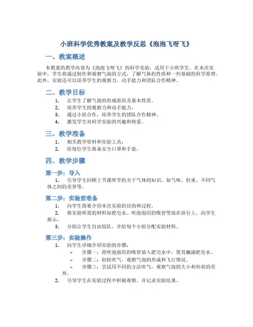 小班科学优秀教案及教学反思《泡泡飞呀飞》