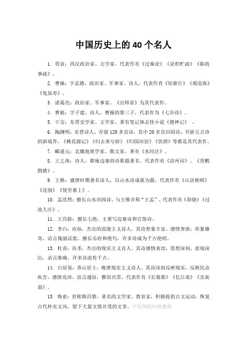 中国历史上的40个名人