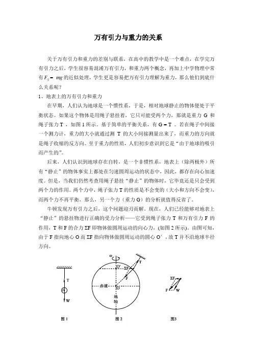 万有引力与重力的关系