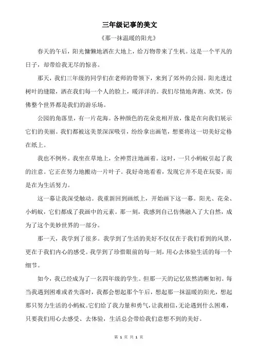 三年级记事的美文