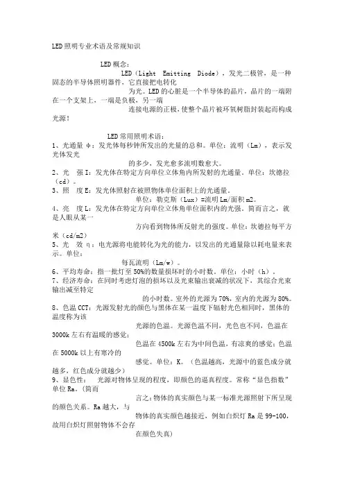 LED照明专业术语及常规知识