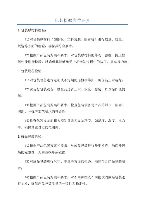 包装检验岗位职责