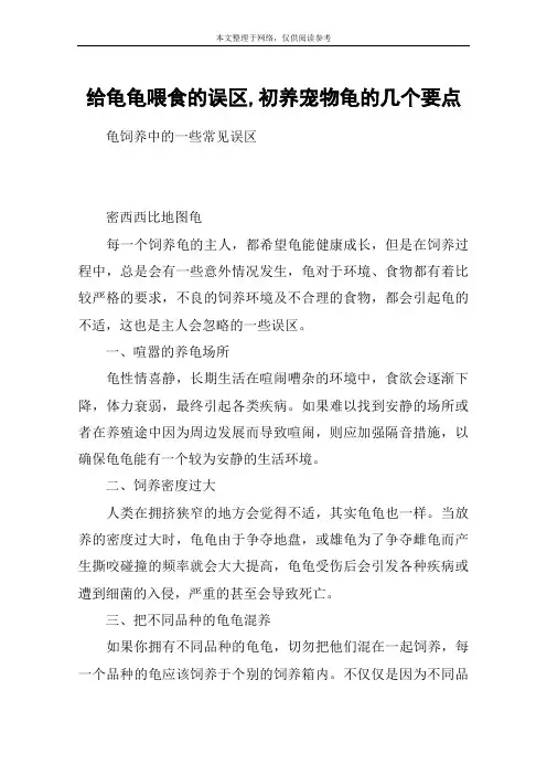 给龟龟喂食的误区,初养宠物龟的几个要点