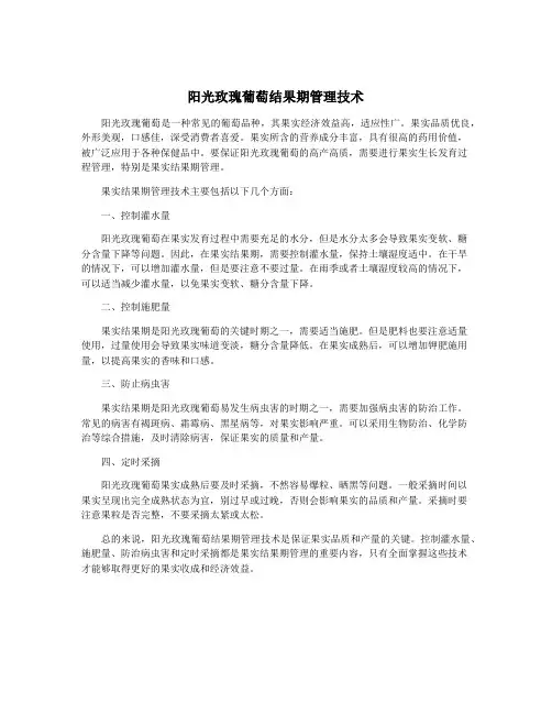 阳光玫瑰葡萄结果期管理技术