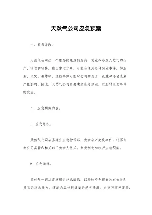 天然气公司应急预案