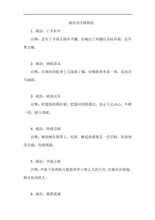成语及注释简短
