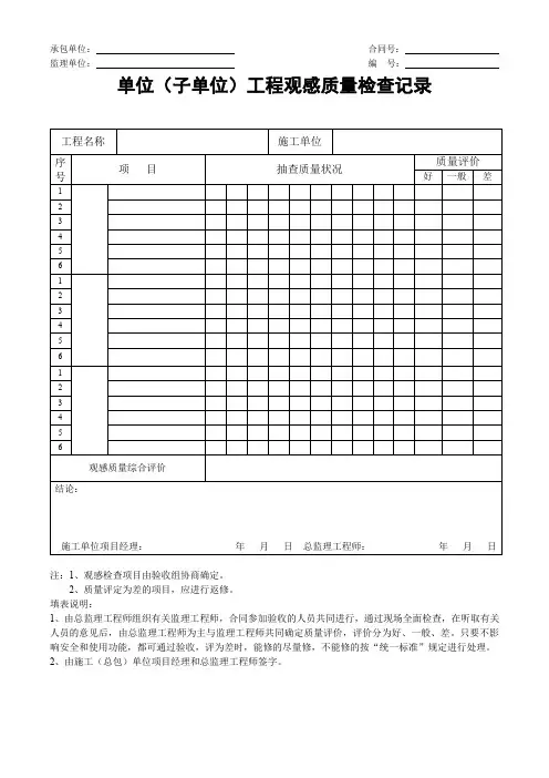 工程观感质量检查记录