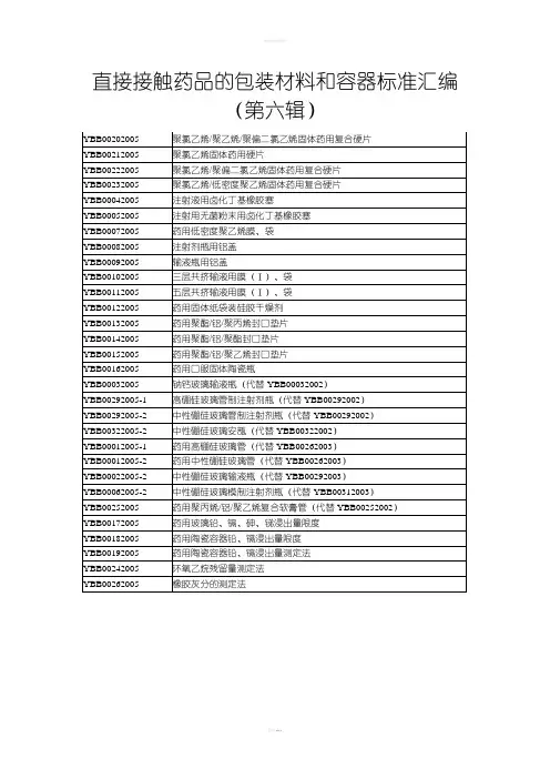 药品包装标准汇编(第六辑)