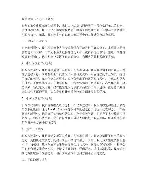 数学建模三个人工作总结