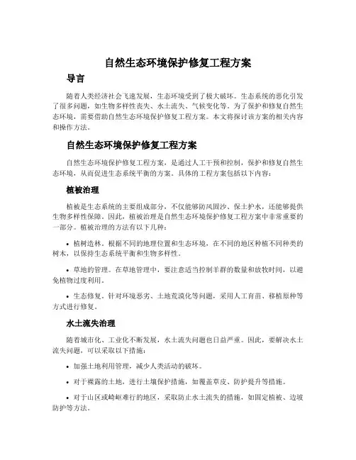 自然生态环境保护修复工程方案