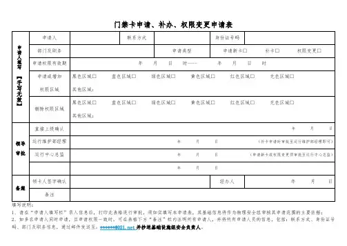 门禁卡申请表