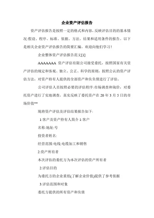 企业资产评估报告.doc