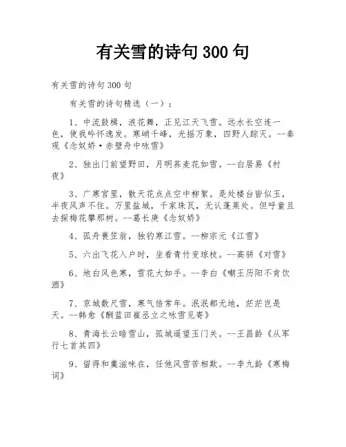 有关雪的诗句300句