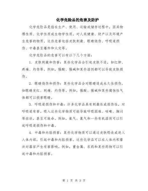 化学危险品的危害及防护