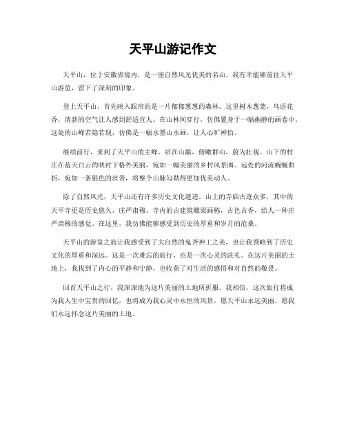 天平山游记作文