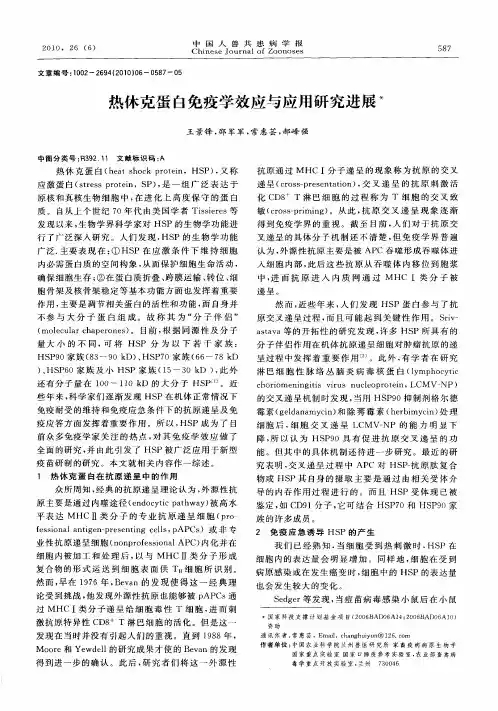 热休克蛋白免疫学效应与应用研究进展