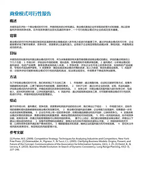 商业模式可行性报告