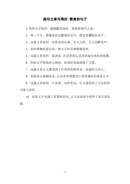 描写文章写得好 赞美的句子
