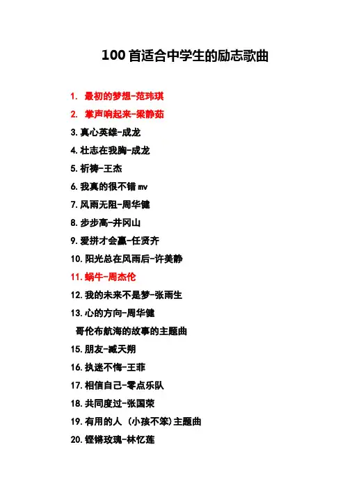 100首适合中学生的励志歌曲