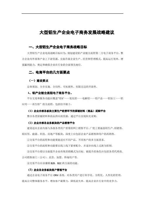 大型铝生产企业电子商务发展战略建议
