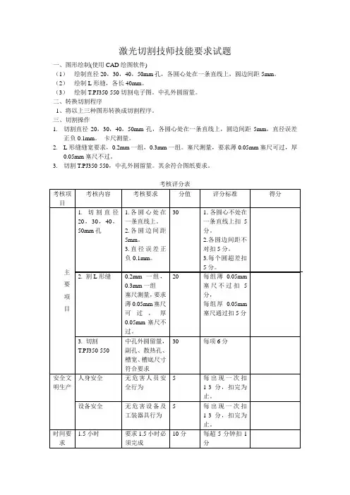 激光切割试题