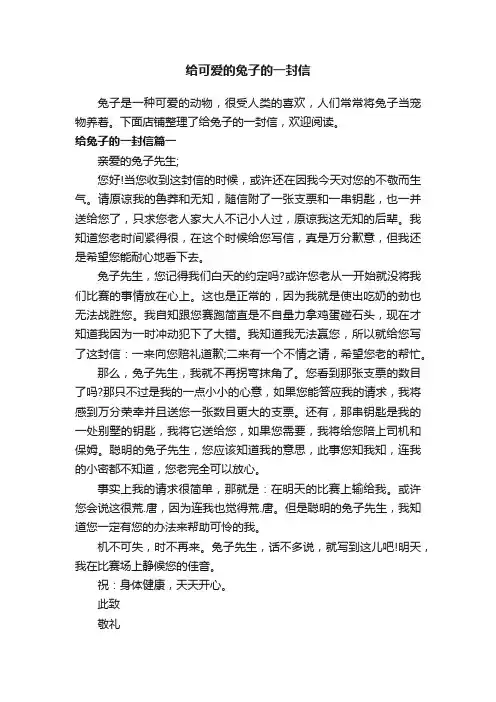 给可爱的兔子的一封信