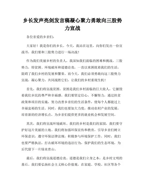 乡长发声亮剑发言稿凝心聚力勇敢向三股势力宣战