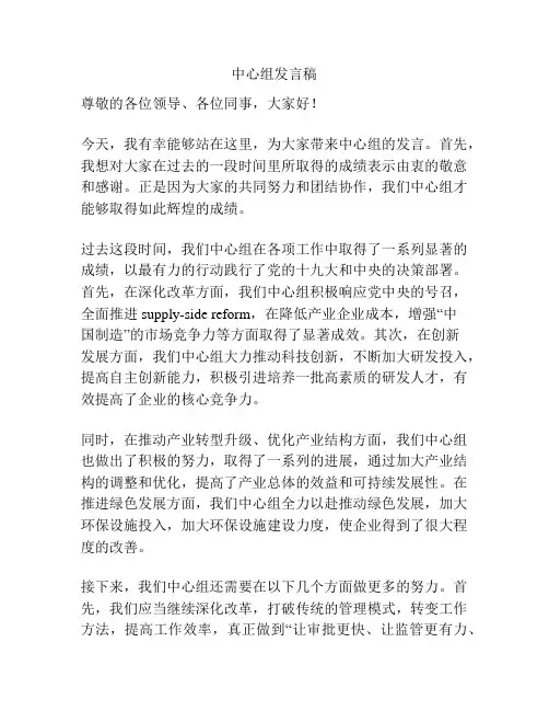 中心组发言稿