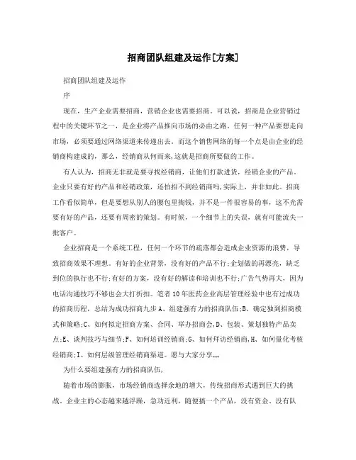 招商团队组建及运作[方案]