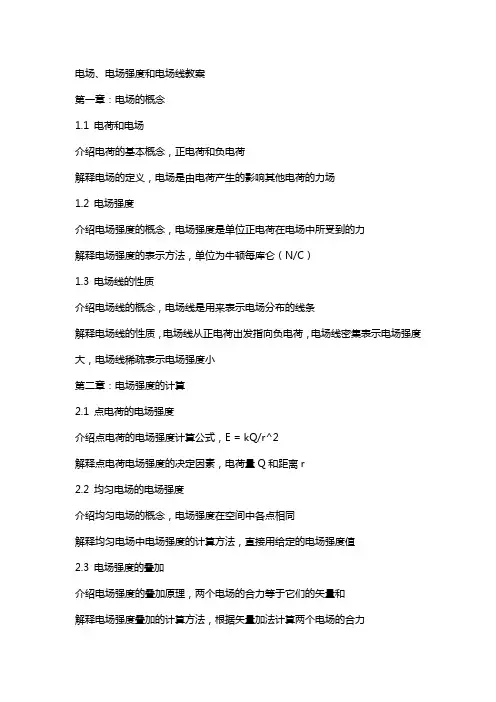 电场电场强度和电场线教案