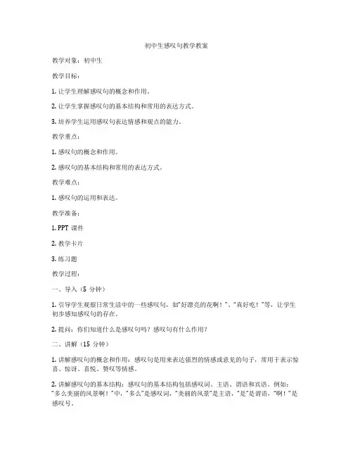 初中生感叹句教学教案
