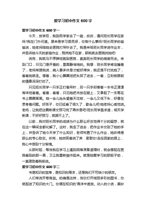 爱学习初中作文600字五篇