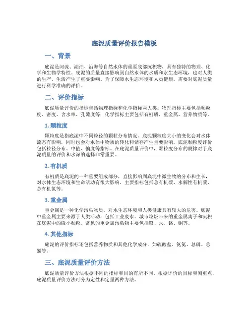 底泥质量评价报告模板