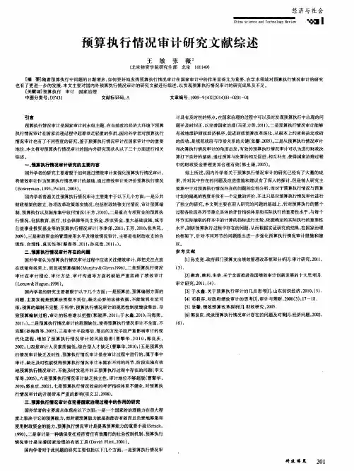 预算执行情况审计研究文献综述