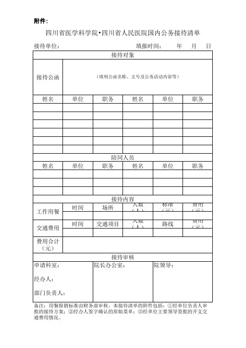 四川省人民医院国内公务接待清单