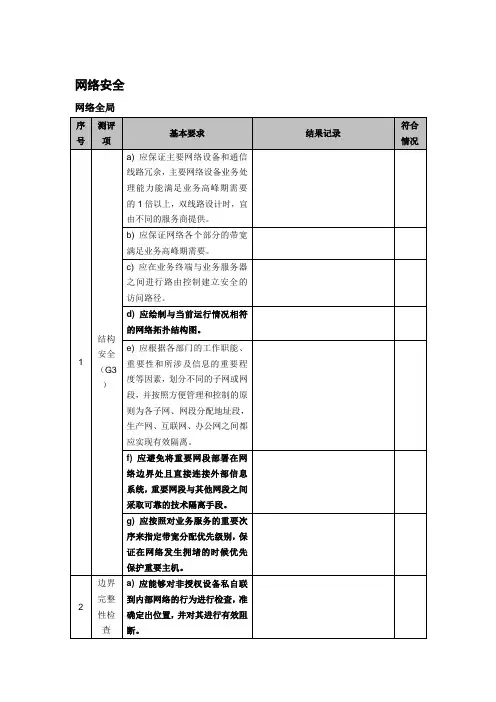 等保三级(S3 A3级G3)网络测评作业指导书
