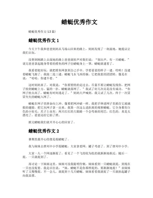 蜻蜓优秀作文