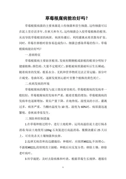 草莓根腐病能治好吗？