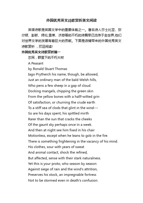 外国优秀英文诗歌赏析美文阅读