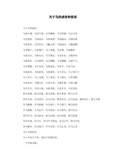 关于马的成语和俗语