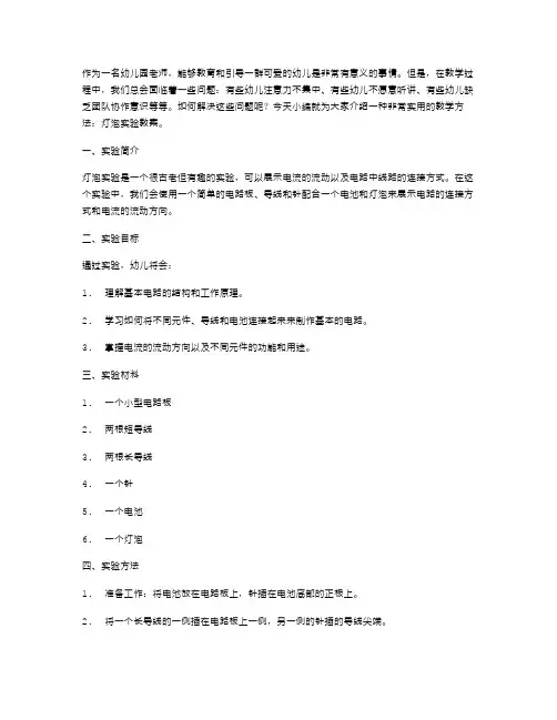 大班必备：灯泡实验教案