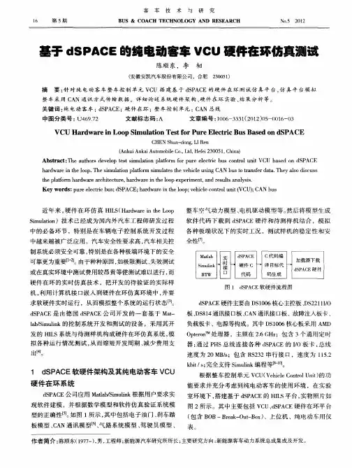基于dSPACE的纯电动客车VCU硬件在环仿真测试