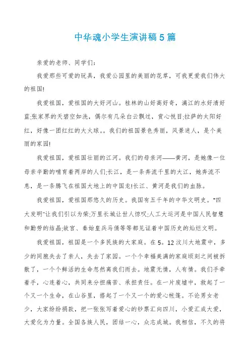 中华魂小学生演讲稿5篇